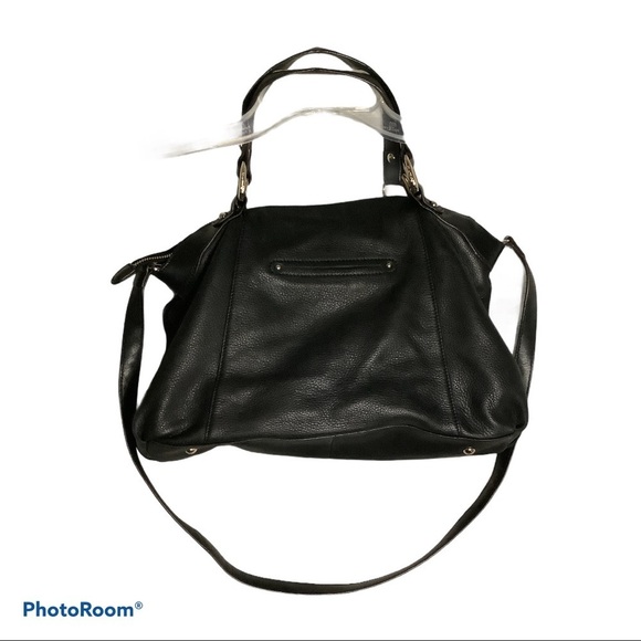 B. Makowsky Black Leather Satchel/Crossbody - Picture 2 of 8